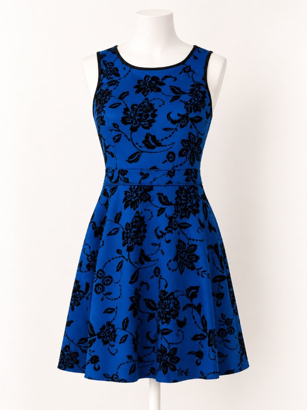 Jodi Kristopher Fit & Flare Formal Blue/Black Sz 3Jr Fitted Waist Band EUC
